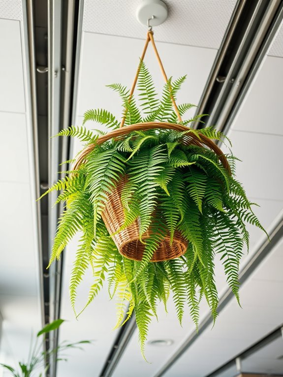 rattan planter with ferns
