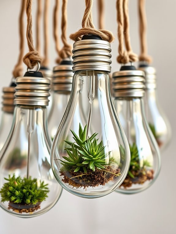 recycled bulb plant display