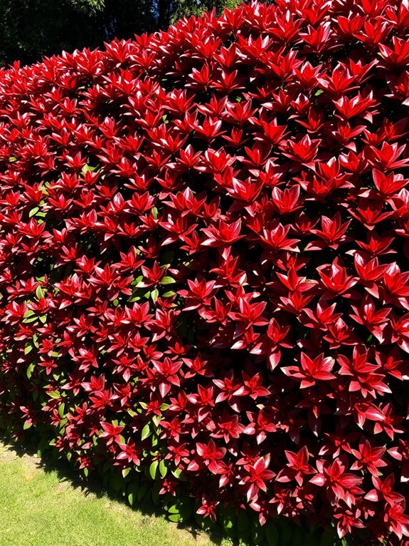 red tipped evergreen shrub