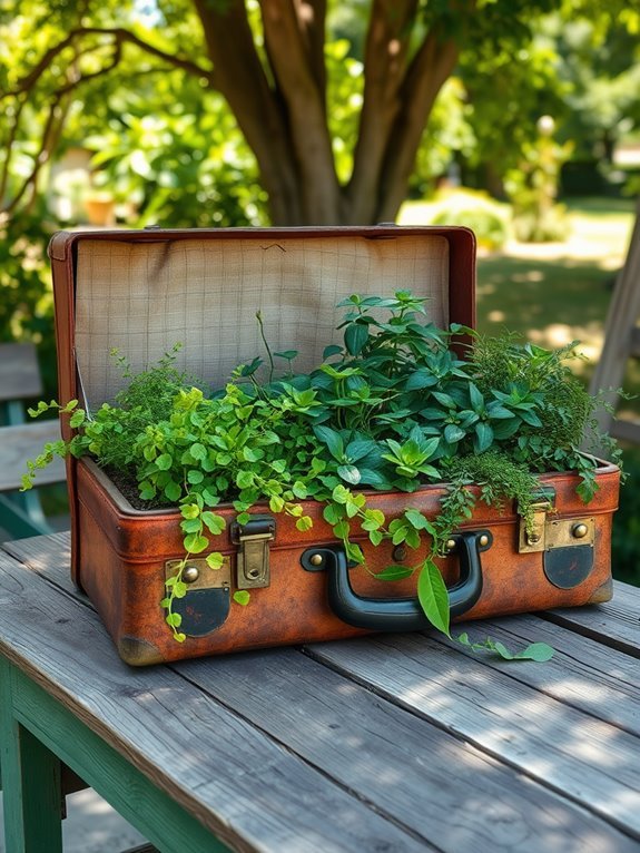 repurposed luggage garden planters