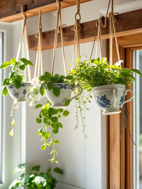 repurposed teacup plant holders
