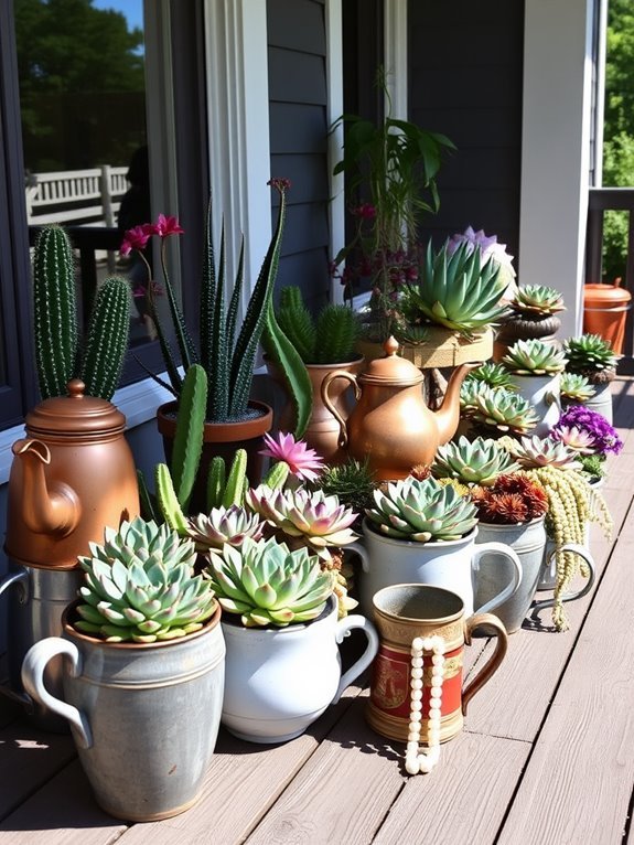 repurposed vintage succulent planters