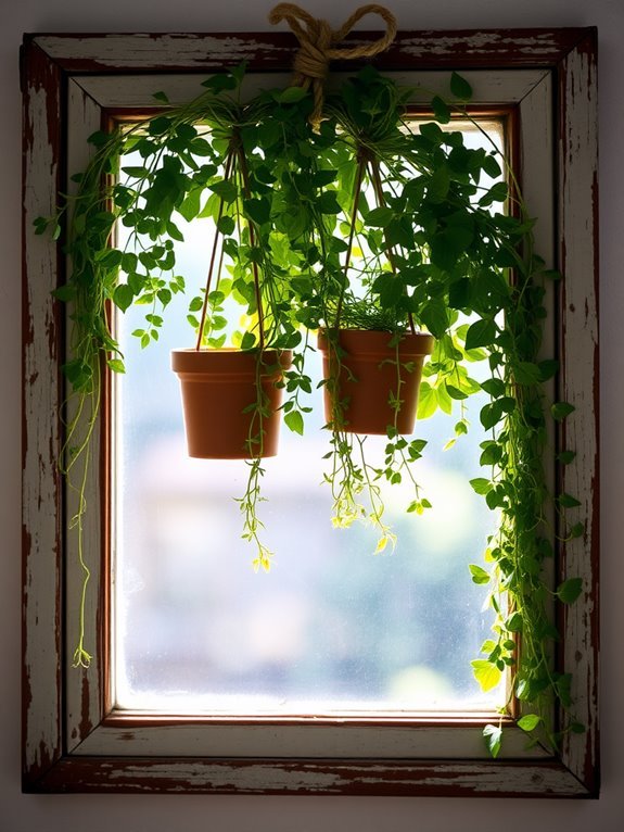 repurposed window frame planter