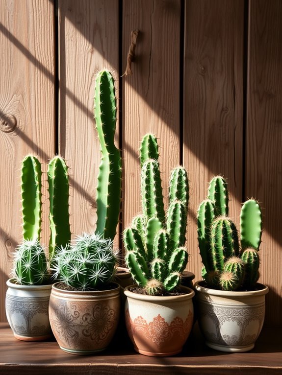 retro faux cactus display