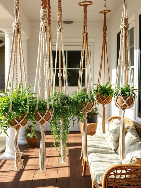 retro macrame plant hangers