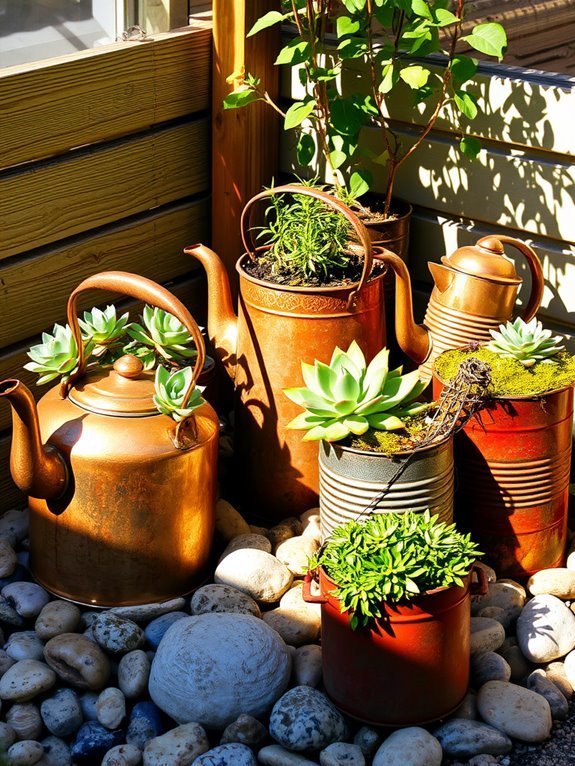 rock accented vintage containers