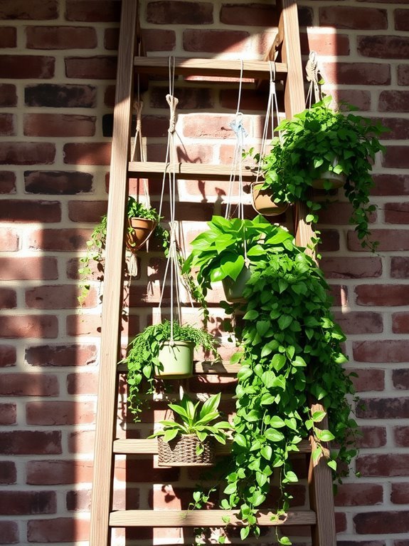 rustic ladder plant holder