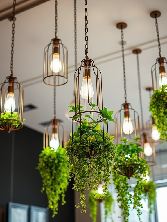sculptural lights with planters