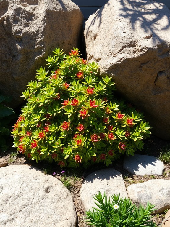 sedums nestled among boulders