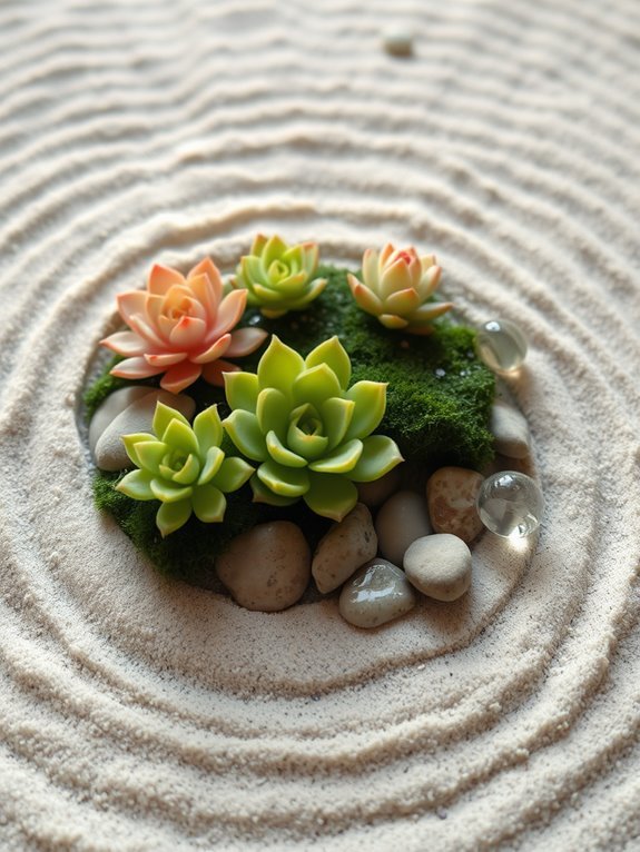 serene succulent sand garden