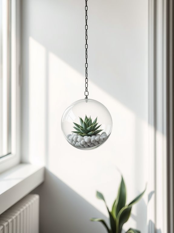 sleek suspended plant display
