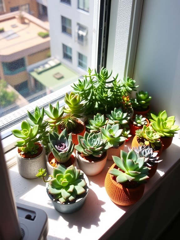small plants on windowsill