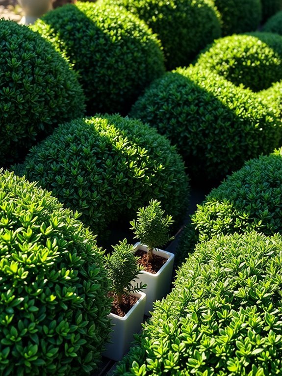 small potted boxwood plants