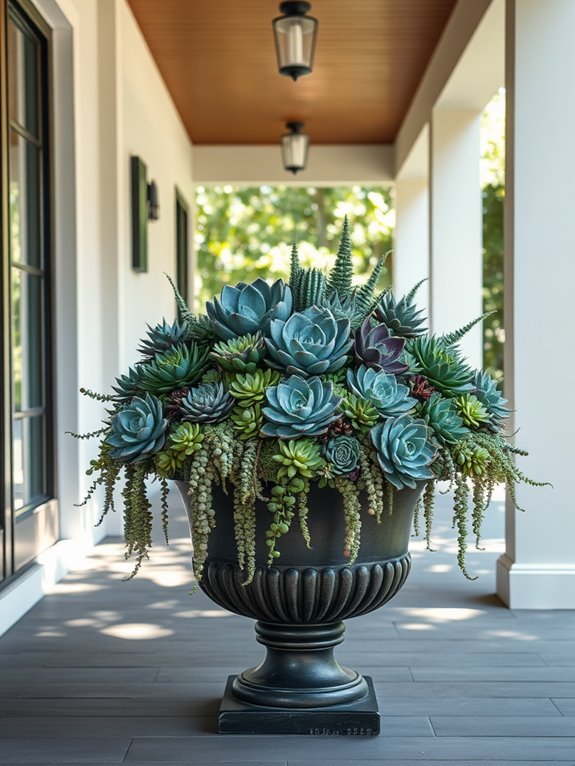 sophisticated succulent arrangement urn