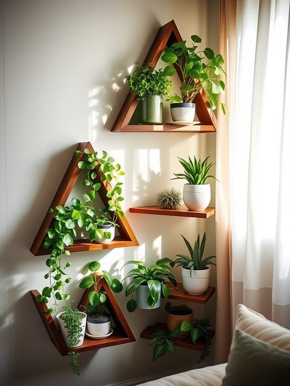 space saving corner plant shelves