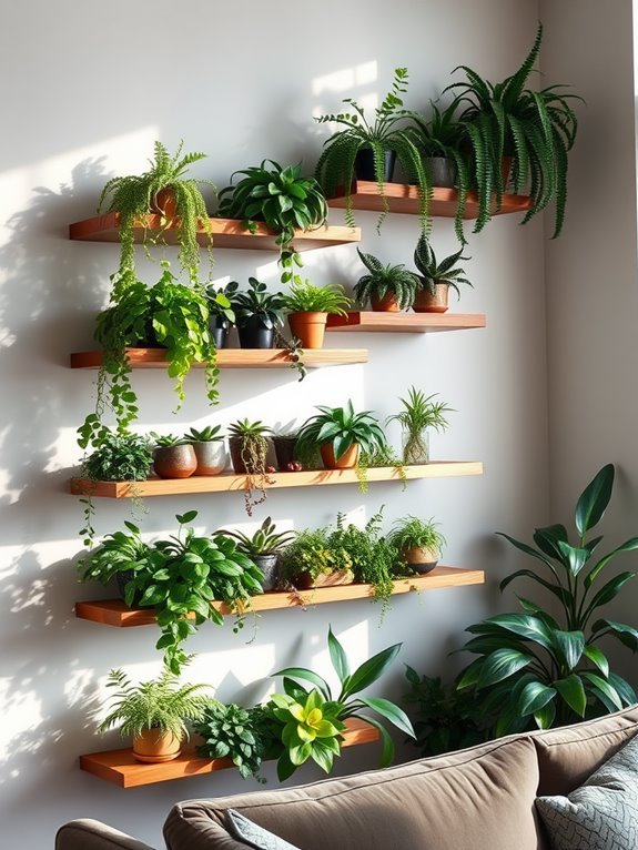 staircase with potted plants