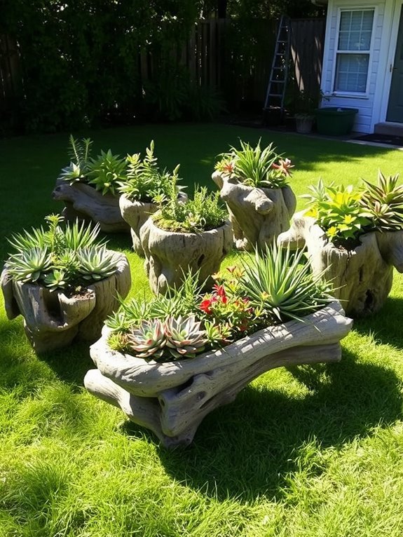 stylish artificial driftwood planters