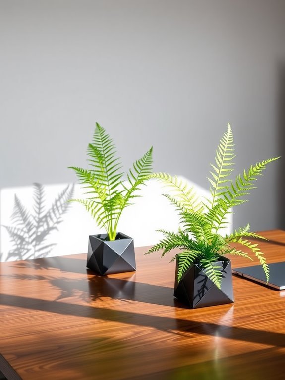 stylish fern filled planters