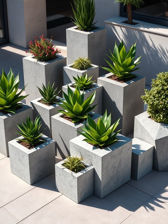 stylish geometric concrete planters