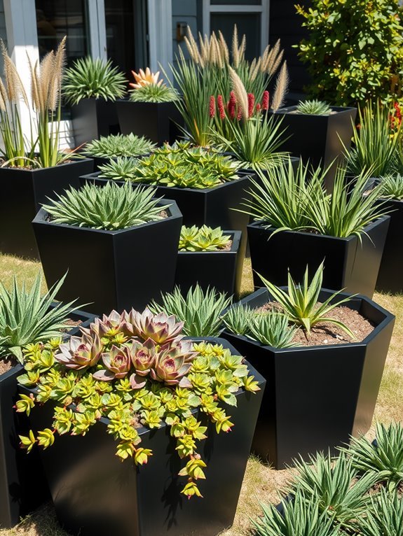 stylish geometric metal pots