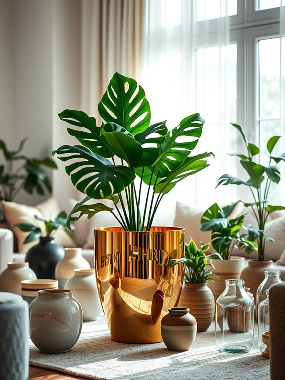 stylish gold planter design