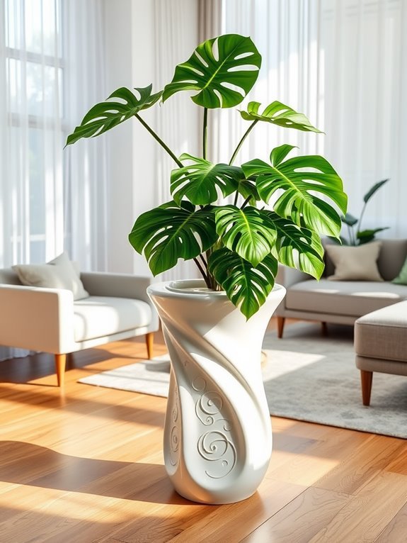 stylish pottery plant stand