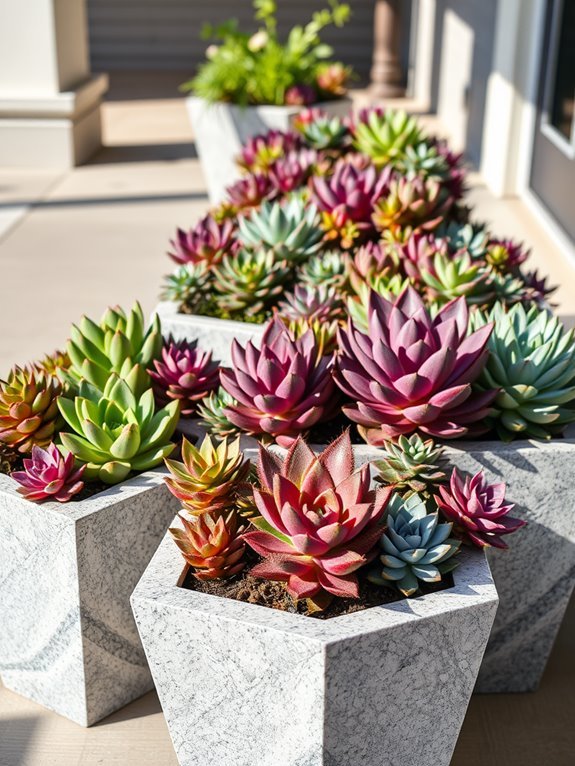 stylish textured stone planters