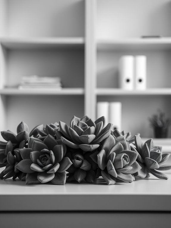 succulent arrangement in monochrome