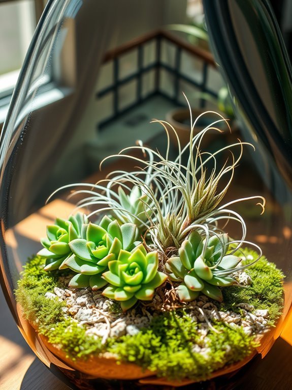 succulent arrangement with air plants