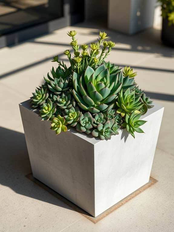 succulent concrete pot display