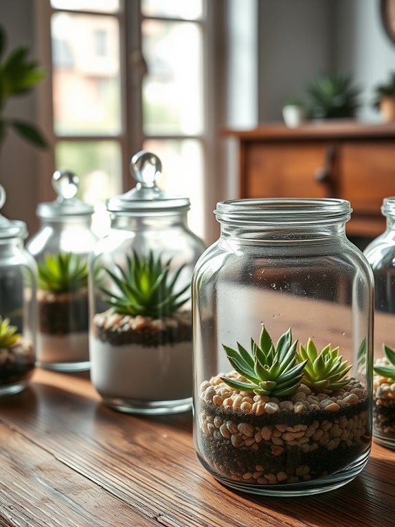 succulent filled glass terrarium