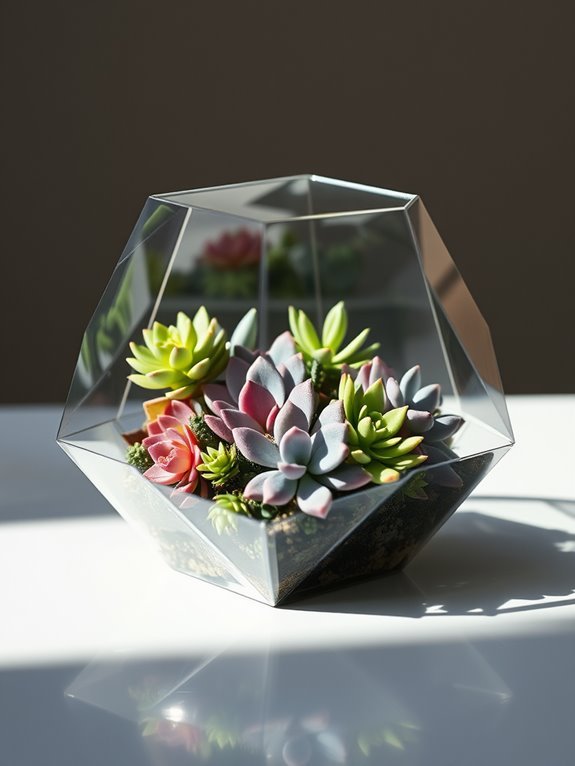 succulent filled glass terrarium