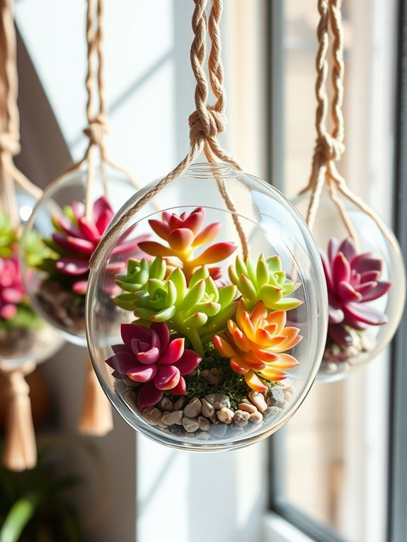 succulent filled hanging planter