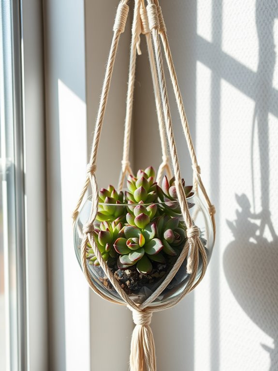 succulent filled macram hanger