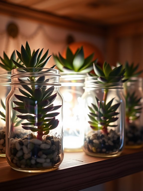 succulent garden in jar