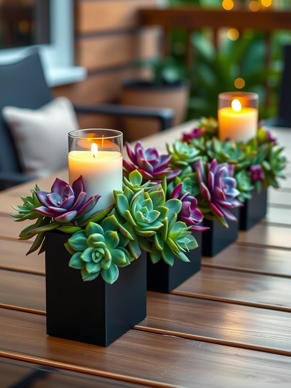 succulent themed candle holder decor