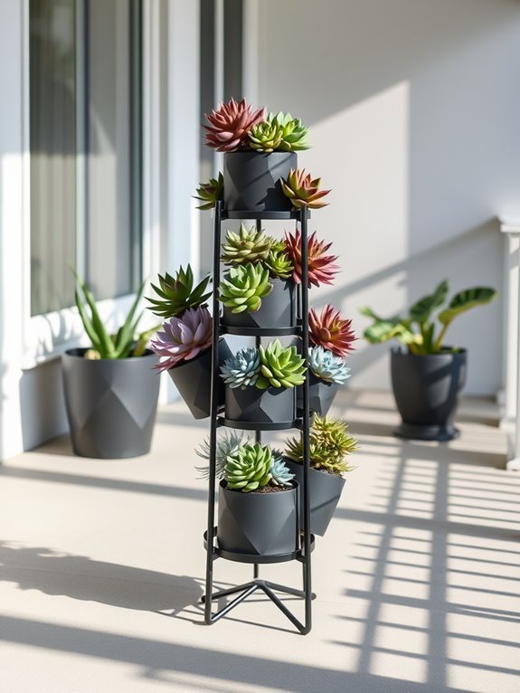 succulent tiered plant display