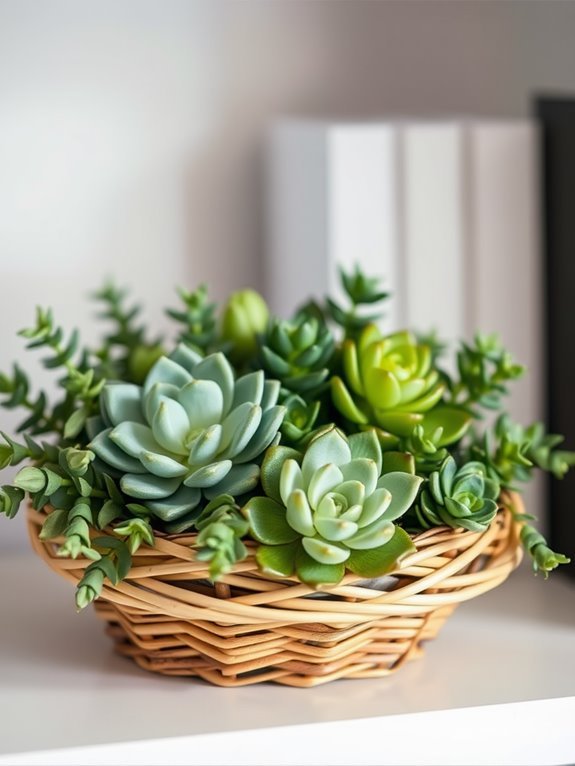 succulents arranged in basket
