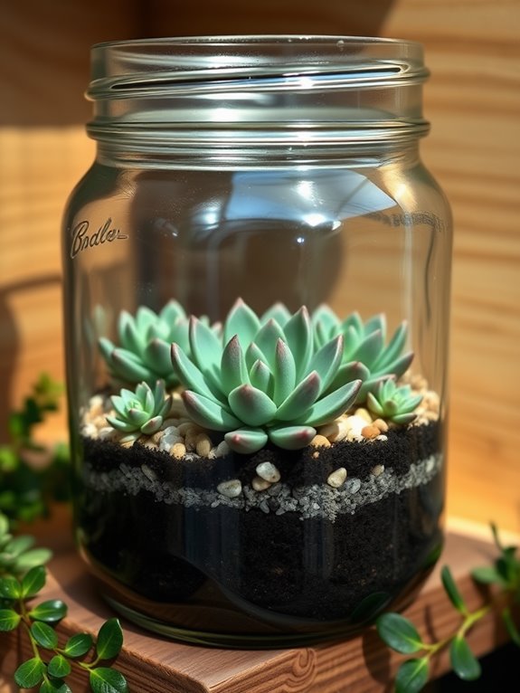 succulents in mason jar