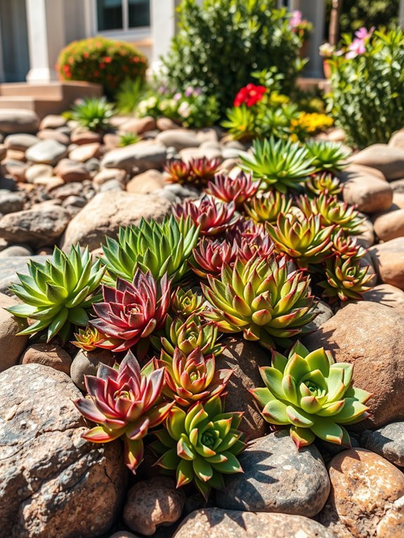 succulents nestled among rocks