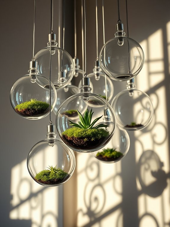 suspended glass plant display