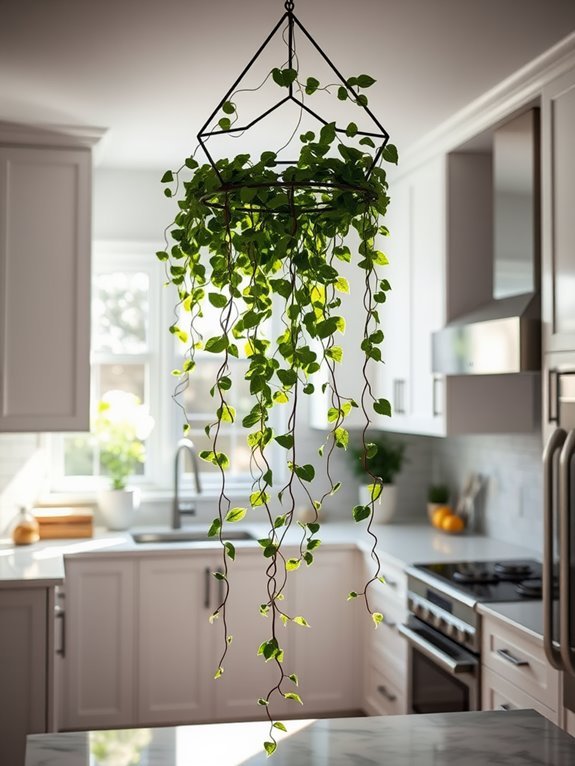 suspended green plant display