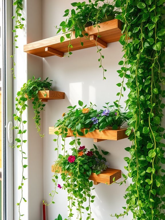 suspended greenery display indoors