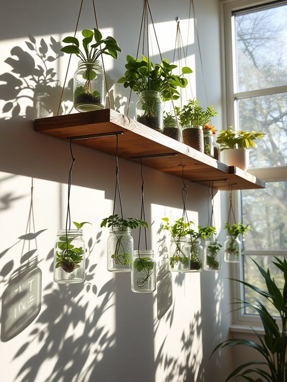 suspended jar plant decor