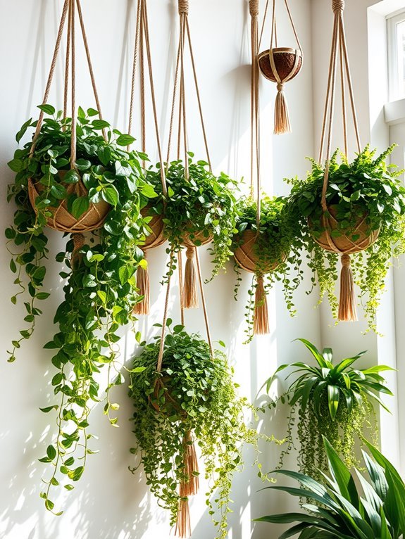 suspended plant containers indoors