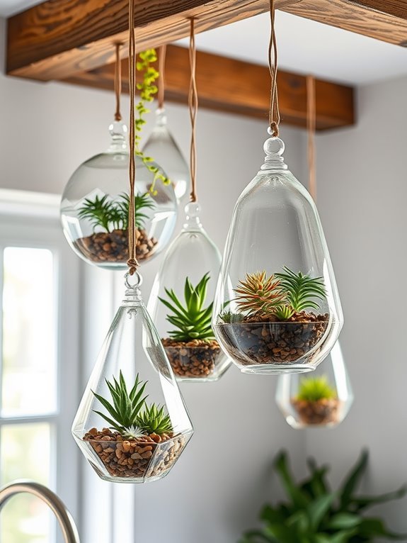 suspended plant glass container