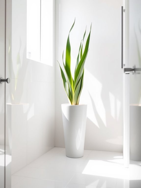 tall planter with snake plant