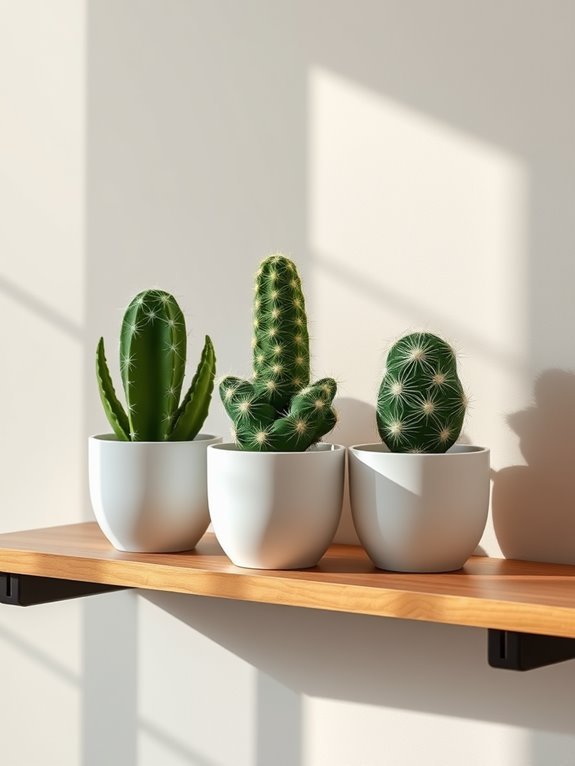 three cacti together forming