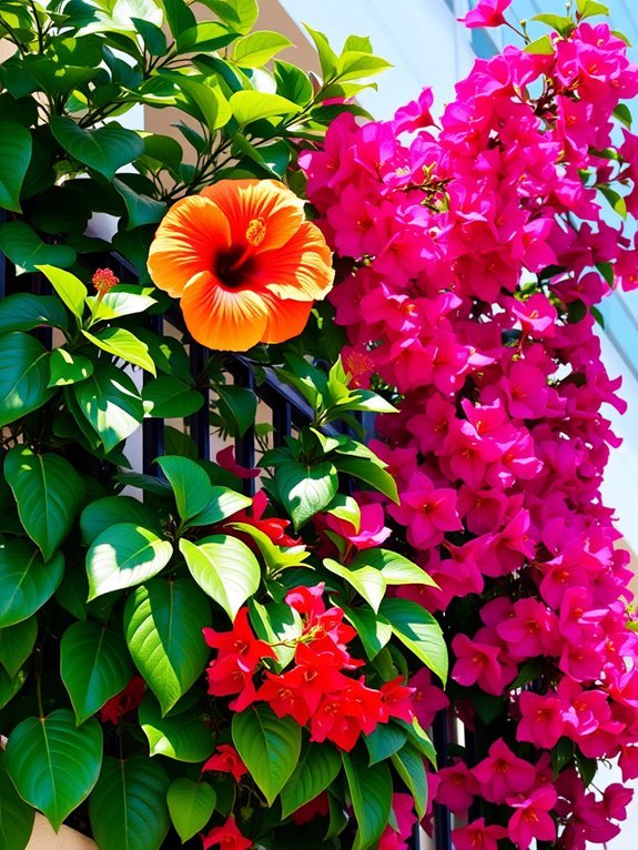tropical flowers in bloom