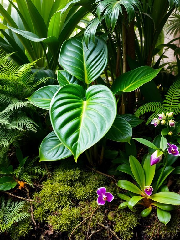 tropical houseplant with heart shaped leaves